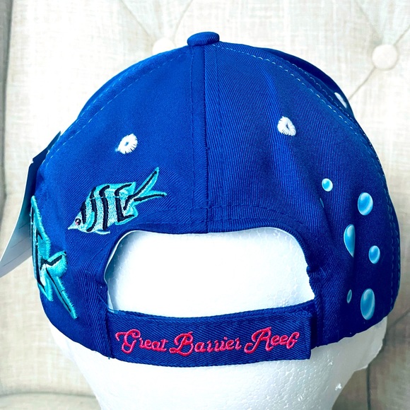 The Great Barrier Reef Hat Cap Strapback Australia Novelty Beach Fish CoralBlue - Picture 4 of 8